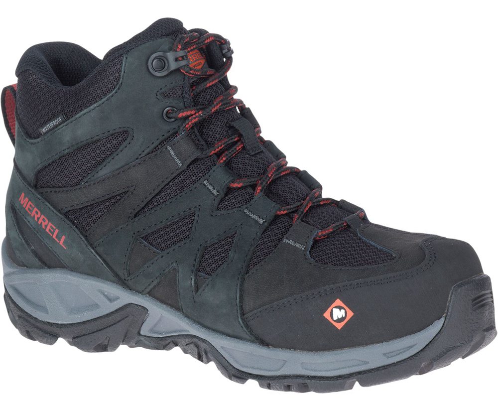 Merrell Boots Black - Siren Mid Waterproof Alloy Toe Work - Womens 61YAOCJDK